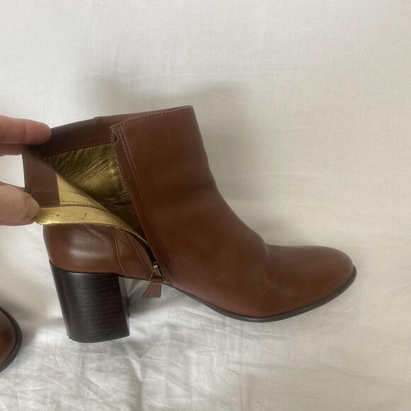 Johnston & Murphy Boots Womens 9 Leather Ankle Booties Chunky Heel Side Zip Boho - Picture 8 of 13